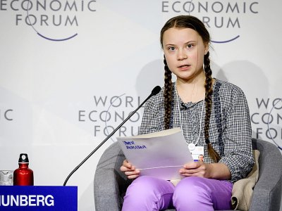 La militante environnementaliste suédois Greta Thunberg à Davos (Suisse) le 25 janvier 2019 - Fabrice COFFRINI [AFP/Archives]