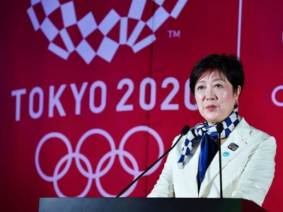 La maire de Tokyo, Yuriko Koike, lors d'une allocution sur les JO-2020, le 24 juillet 2019 à Tokyo - Toshifumi KITAMURA [AFP/Archives]