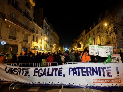Manifestation contre l'ouverture de la procréation médicalement assistée (PMA) à toutes les femmes, devant le Sénat, le 21 janvier 2020 à Paris - Bertrand GUAY [AFP]