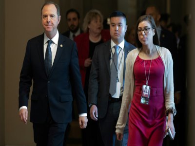 Adam Schiff arrive au Sénat, le 22 janvier 2020 à Washington, pour porter l'accusation au procès en destitution de Donald Trump - SAUL LOEB [AFP]