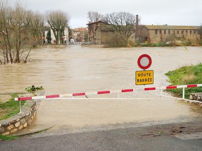 Inondations à Estagel lors de la tempête Gloria, le 22 janvier 2020 dans les Pyrénées-Orientales - RAYMOND ROIG [AFP]
