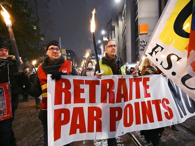 Manifestation d'opposants à la réforme des retraites à Strasbourg, le 23 janvier 2020 - FREDERICK FLORIN [AFP]