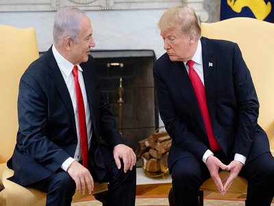 Le président américain Donald Trump et le Premier ministre israélien Benjamin Netanyahu, le 25 mars 2019 à la Maison Blanche, à Washington - SAUL LOEB [AFP/Archives]
