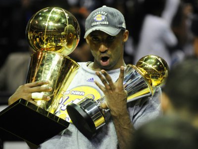 Kobe Bryant le 14 juin 2009 après un nouveau titre NBA - Emmanuel DUNAND [AFP/Archives]