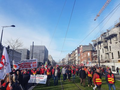 Les opposants au projet de réforme des retraites étaient une nouvelle fois mobilisés, le mercredi 29 janvier, au Havre. - Joris Marin