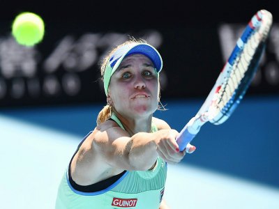 L'Américaine Sofia Kenin face à l'Australienne Ashleigh Barty en demi-finale de l'Open d'Australie, à Melbourne, le 30 janvier 2020 - Manan VATSYAYANA [AFP]