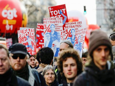 Manifestation contre la réforme des retraites, le 29 janvier 2020 à Paris - Thomas SAMSON [AFP]