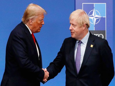 Le président américain Donald Trump et le Premier ministre britannique Boris Johnson, le 4 décembre 2019 au Sommet de l'Otan à Watford, au nord-est de Londres - Adrian DENNIS [AFP/Archives]