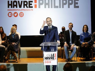 Le Premier ministre Edouard Philippe s'exprime lors d'une réunion publique au Havre le 31 janvier 2020 - LOU BENOIST [AFP]