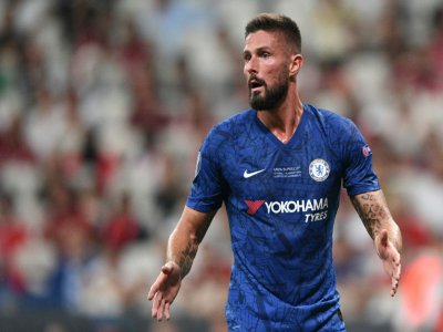 L'attaquant français de Chelsea Olivier Giroud lors de la Supercoupe face à Liverpool, le 14 août 2019 à Istanbul - Bulent Kilic [AFP/Archives]