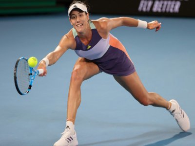 L'Espagnole Garbine Muguruza face à l'Américaine Sofia Kenin en finale de l'Open d'Australie, le 1er février 2020 à Melbourne - DAVID GRAY [AFP]
