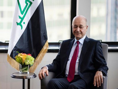 Le président irakien Barham Ahmed Saleh le 22 septembre 2019 à New York - Johannes EISELE [AFP/Archives]