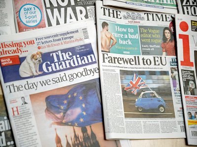 La Une des quotidiens britanniques au lendemain du Brexit, le 1er février 2020 - Tolga AKMEN [AFP]