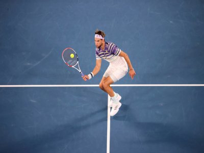 L'Autrichien Dominic Thiem lors de la finale de l'Open d'Australie contre le Serbe Novak Djokovic, le 2 février à Melbourne - DAVID GRAY [AFP]