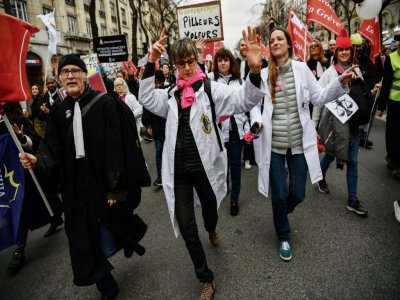Manifestation contre la réforme des retraites à Paris, le 3 février 2020 - Christophe ARCHAMBAULT [AFP]
