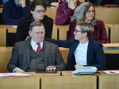 le ministre-président sortant Bodo Ramelow sous le choc d'avoir perdu les élections en Thuringe, le 5 février 2020 à Erfurt - Jens Schlueter [AFP]