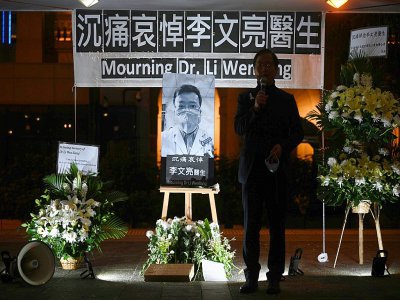 Veillée funèbre pour le docteur chinois Li Wenliang, mort après avoir contracté le nouveau coronavirus, le 7 février 2020 à Hong Kong - Anthony WALLACE [AFP]