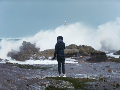 Tempête à Auderville, dans la Manche, en janvier 2018 - CHARLY TRIBALLEAU [AFP/Archives]
