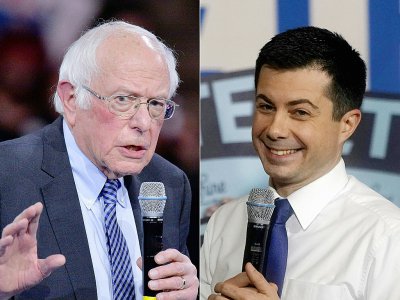 Les candidats aux primaires démocrates Bernie Sanders (à gauche) et Pete Buttigieg, grands rivaux dans le New Hampshire qui votera le 11 février - Joseph Prezioso, TIMOTHY A. CLARY [AFP]
