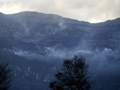 Un incendie à Pietracorbara lors de la tempête Ciara, le 10 février 2020 au Cap Corse - PASCAL POCHARD-CASABIANCA [AFP]