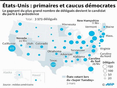 Etats-Unis : primaires et caucus démocrates - Jonathan WALTER [AFP]