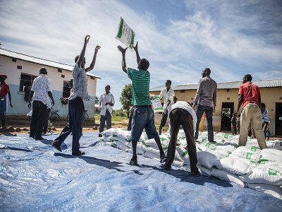 Distribution d'aide alimentaire à Simumbwe, le 22 janvier 2020 en Zambie - Guillem Sartorio [AFP]