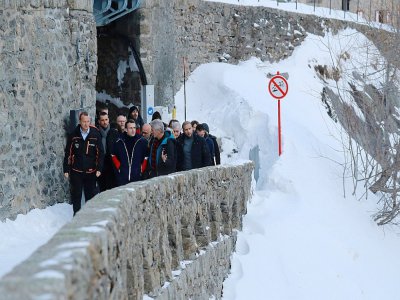 Visite présidentielle au glacier de la Mer de glace, près de Chamonix, le 13 février 2020 - Ludovic MARIN [POOL/AFP]