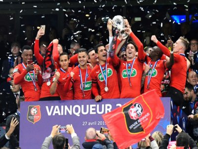 Les joueurs du Stade Rennais vainqueurs de la Coupe de France contre le PSG, le 27 avril 2019 au Stade de France à Saint-Denis - Damien MEYER [AFP/Archives]