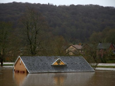 Inondations à Nantgarw après le passage de la tempête Dennis, le 16 février 2020 au Royaume-Uni - GEOFF CADDICK [AFP]