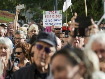 Manifestation de soutien en faveur d'un maire ayant pris un arrêté anti-pesticides, à Rennes, le 22 août 2019 - Sebastien SALOM-GOMIS [AFP/Archives]