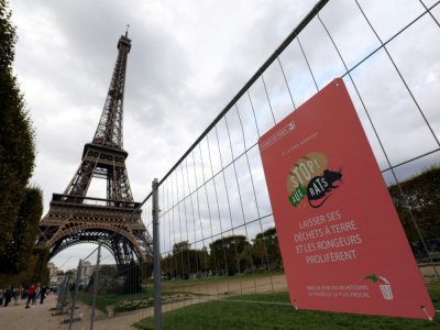 Campagne contre la prolifération des rats autour de la Tour Eiffel, à Paris, le 29 septembre 2017 - LUDOVIC MARIN [AFP/Archives]