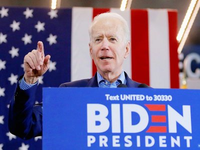 Joe Biden candidat à l'investiture démocrate s'exprime lors d'une réunion électorale à Las Vegas, le 22 février 2020 - Ronda Churchill [AFP]