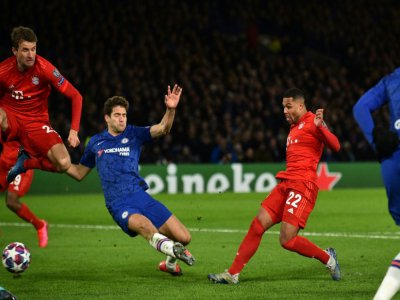 Serge Gnabry (N.22) ouvre le score ppour le Bayern Munich sur la pelouse de Chelsea à Stamford Bridge le 25 février 2020 - Glyn KIRK [AFP]