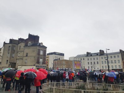 Une manifestation, sous la pluie, s'est déroulée au Havre, le jeudi 5 mars.