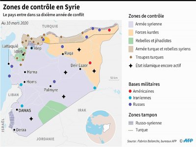 Zones de contrôle en Syrie - Bruno KALOUAZ [AFP]