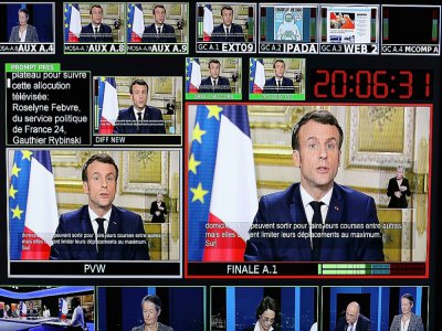 Emmanuel Macron lors de son allocution télévisée le 12 mars 2020 - Ludovic Marin [AFP]