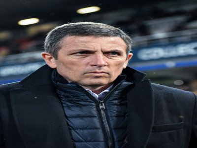 L'entraîneur de Strasbourg, Thierry Laurey, lors du match de Ligue 1 à Montpellier, le 29 février 2020 - Pascal GUYOT [AFP/Archives]