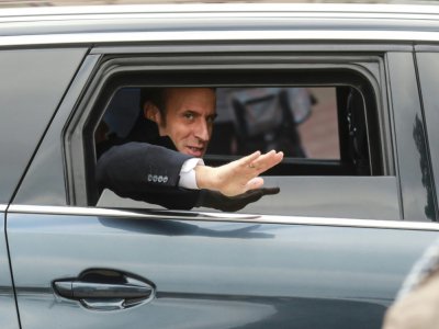 Le président Emmanuel Macron après avoir voté au premier tour des elections municipales, le 15 mars 2020 au Touquet - Ludovic Marin [AFP]