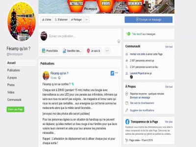 L'administrateur de la page Facebook "Fécamp qu'on" lance un appel pour soutenir les personnels soignants mais aussi les commerçants fortement sollicités en cette période particulière à cause du coronavirus. - Facebook