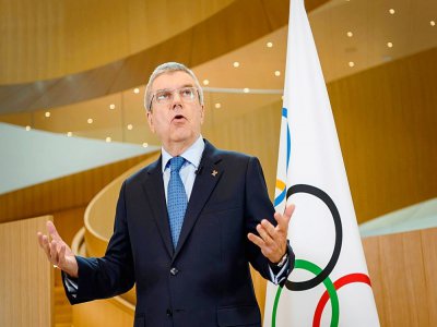 Le président du comité olympique Thomas Bach, lors d'une rencontre à Lausanne, le 3 mars 2020 - Fabrice COFFRINI [AFP/Archives]