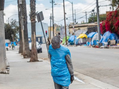 Des sans-abri à Los Angeles, le 19 mars 2020 - Apu GOMES [AFP]
