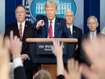 Le président américain Donald Trump (centre) à la Maison blanche le 20 mars 2020 - JIM WATSON [AFP]