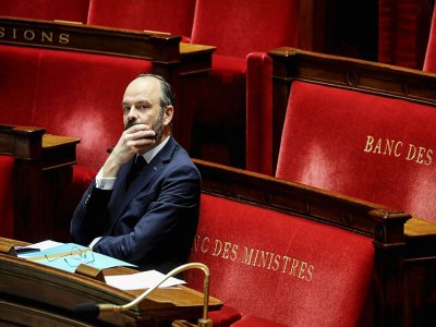 Le Premier ministre  Edouard Philippe lors du débat sur l'urgence sanitaire à l'Assemblée nationale, le 21 mars 2020 - Ludovic MARIN [POOL/AFP]