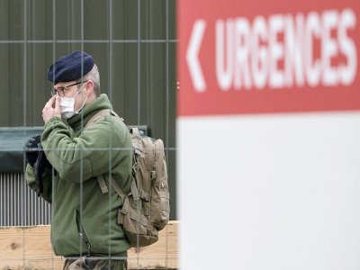 L'entrée des urgences à l'hopital Emile Muller à Mulhouse, le 22 mars 2020 - SEBASTIEN BOZON [AFP]