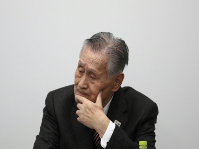 Yoshiro Mori président du comité d'organisation des JO 2020 à Tokyo, lors d'une conférence de presse le 23 mars 2020 - Behrouz MEHRI [AFP]