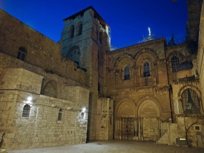 L'église du Saint-Sépulcre à Jérusalem a été fermée le 25 mars 2020 dans le cadre de mesures décrétées face à la propogation du nouveau coronavirus - Ahmad GHARABLI [AFP]