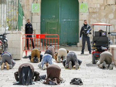 A Jérusalem, la mosquée Al-Aqsa fermée, le 23 mars 2020 - Ahmad GHARABLI [AFP]