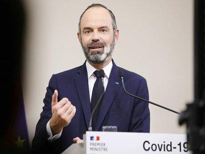 Le Premier ministre Edouard Philippe lors d'une conférence de presse sur l'épidémie du nouveau coronavirus, le 28 mars 2020 à Paris - GEOFFROY VAN DER HASSELT [POOL/AFP]