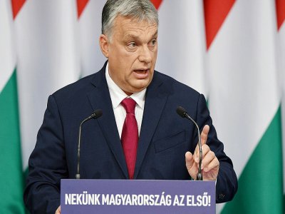 Le Premier ministre hongrois Viktor Orban, lors de son discours annuel sur l'état de la nation, à Budapest le 16 février 2020 - Attila KISBENEDEK [AFP]