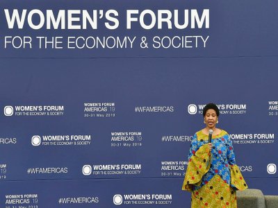 La directrice d'ONU-femmes, Phumzile Mlambo-Ngcuka, lors d'un forum à Mexico le 30 mai 2019. Deux grandes réunions sur les femmes, en mai au Mexique et en juillet en France, ont été reportées à cause du Covid-19. - Rodrigo ARANGUA [AFP/Archives]